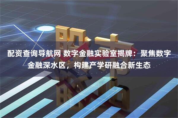 配资查询导航网 数字金融实验室揭牌:聚焦数字金融深水区,构建产学研融合新生态
