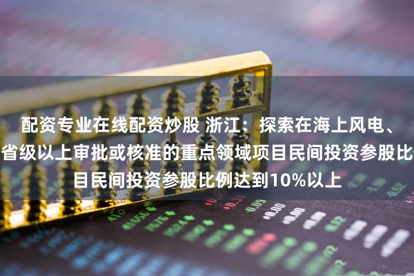配资专业在线配资炒股 浙江:探索在海上风电、水利、核电等需省级以上审批或核准的重点领域项目民间投资参股比例达到10%以上